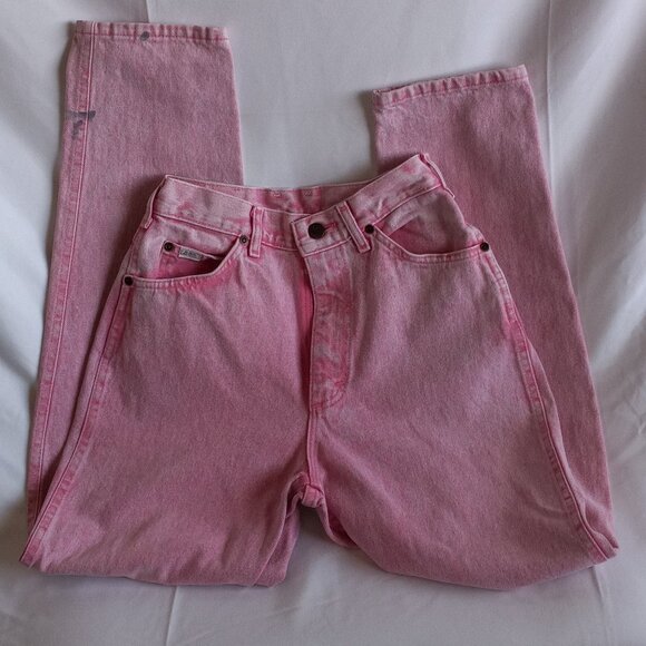 Vintage Lee Pink Acid Washed Tapered Waist Jeans - Picture 1 of 8